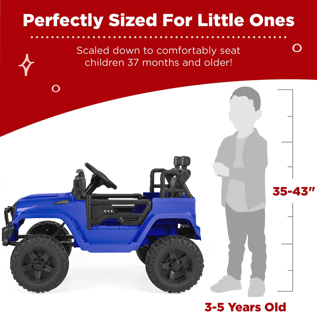 12V Kids Ride On Truck Car with Parent Remote Control, Spring Suspension, LED Lights, Black U3018