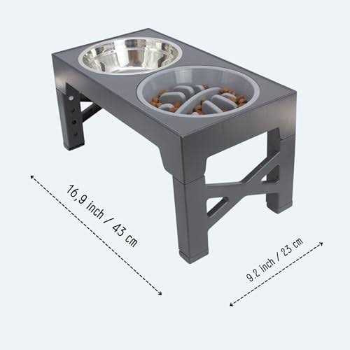 Elevated Slow Feeder Dog Bowls Set with 5 Adjustable Heights K278