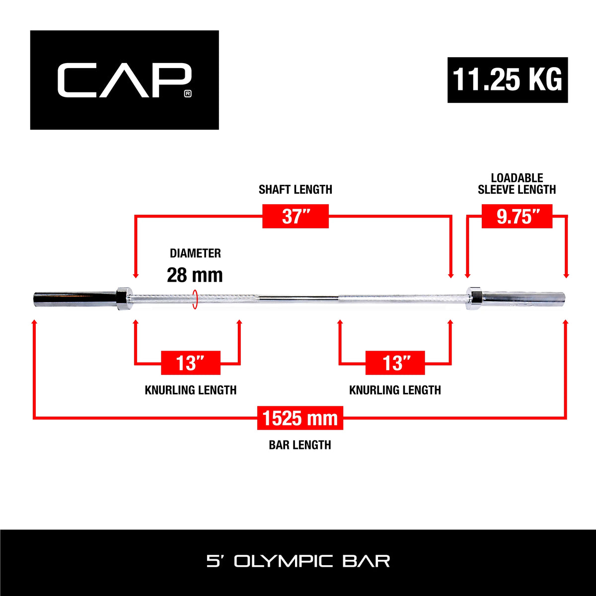 5Ft Solid Chrome Olympic Weight Bar Z9962
