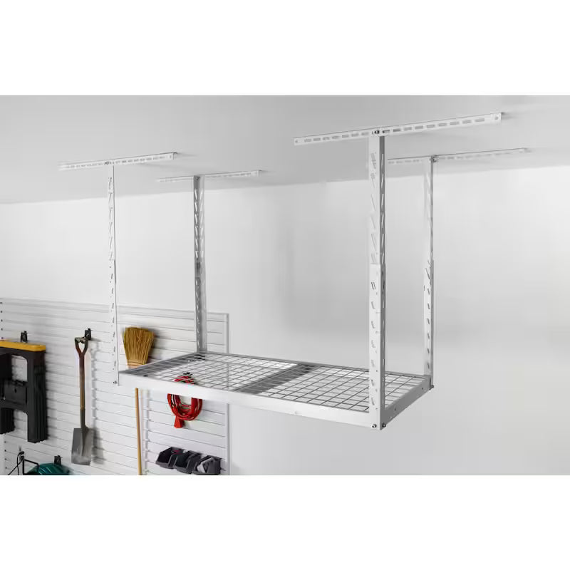 Hammered White Adjustable Height Overhead Garage Storage Rack X67143