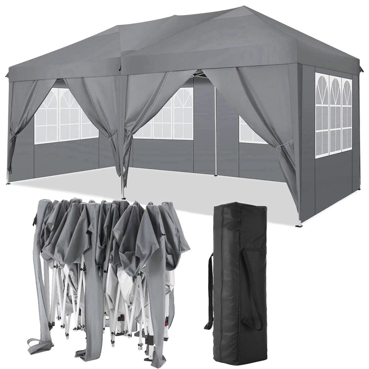 10x10ft Popup Canopy with 4 Sidewalls Blue P586522