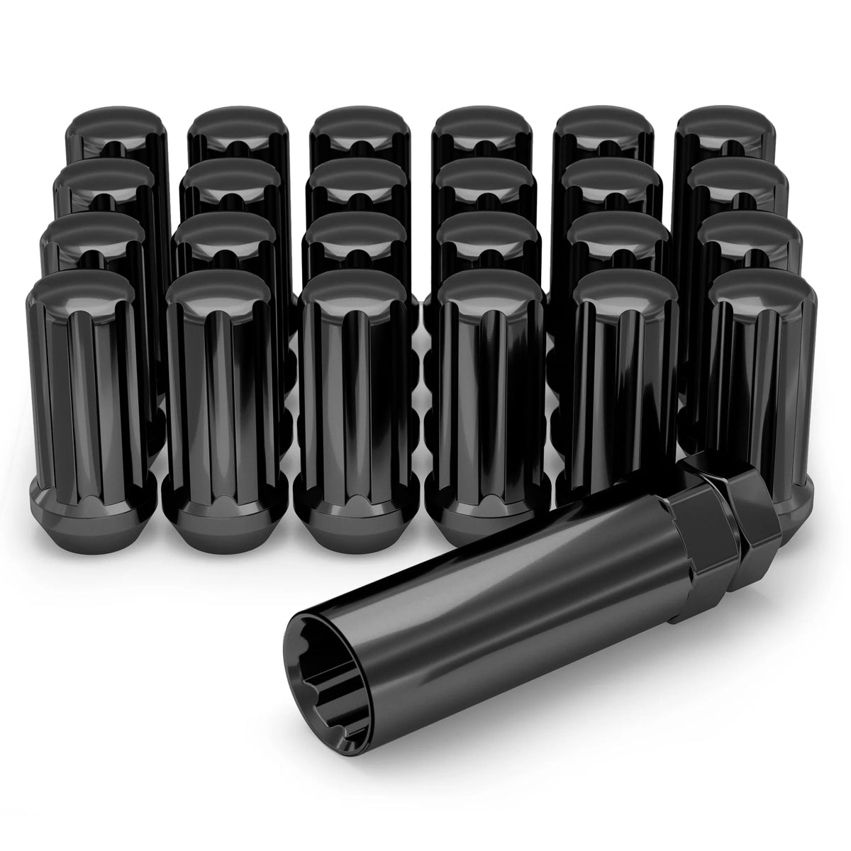 Black Chrome M14 x 1.50 Spline Lug Nut, 24 Pack V543983