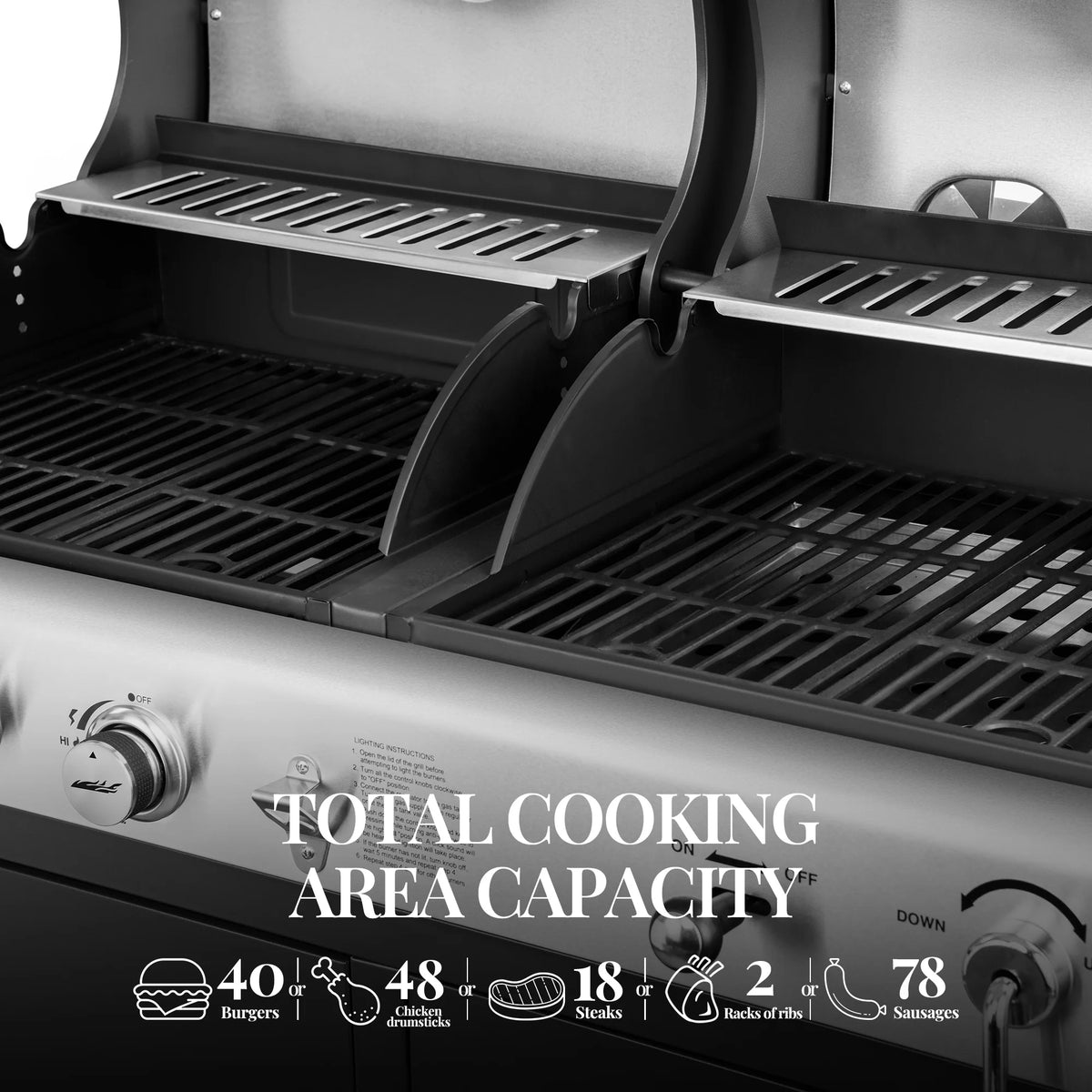 3-Burner Dual Fuel Gas and Charcoal Grill Combo with Cover I949