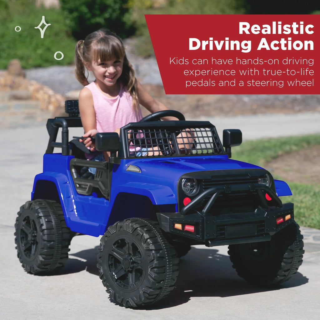 12V Kids Ride On Truck Car with Parent Remote Control, Spring Suspension, LED Lights, Black U3018