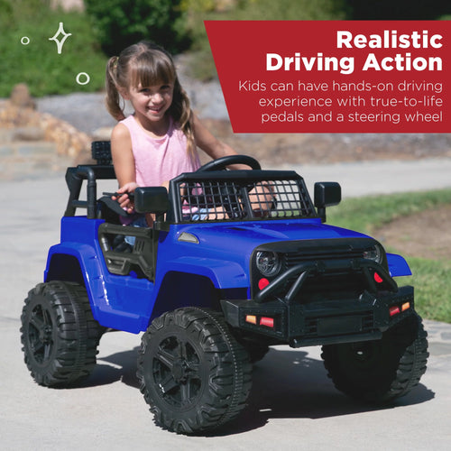 12V Kids Ride On Truck Car with Parent Remote Control, Spring Suspension, LED Lights, Black U3018