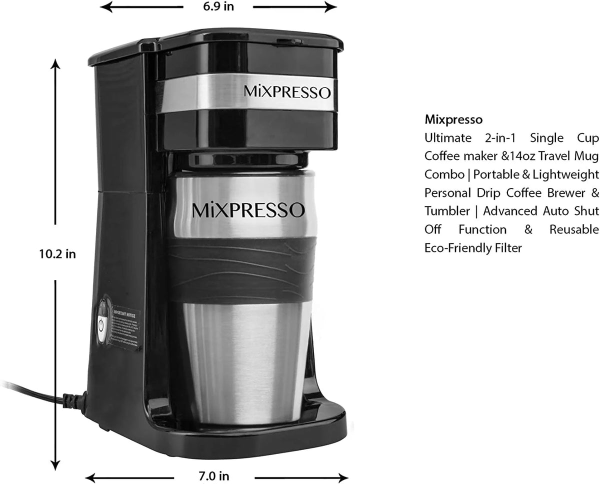 Single Serve Coffee Maker & 14oz Travel Mug Y33358
