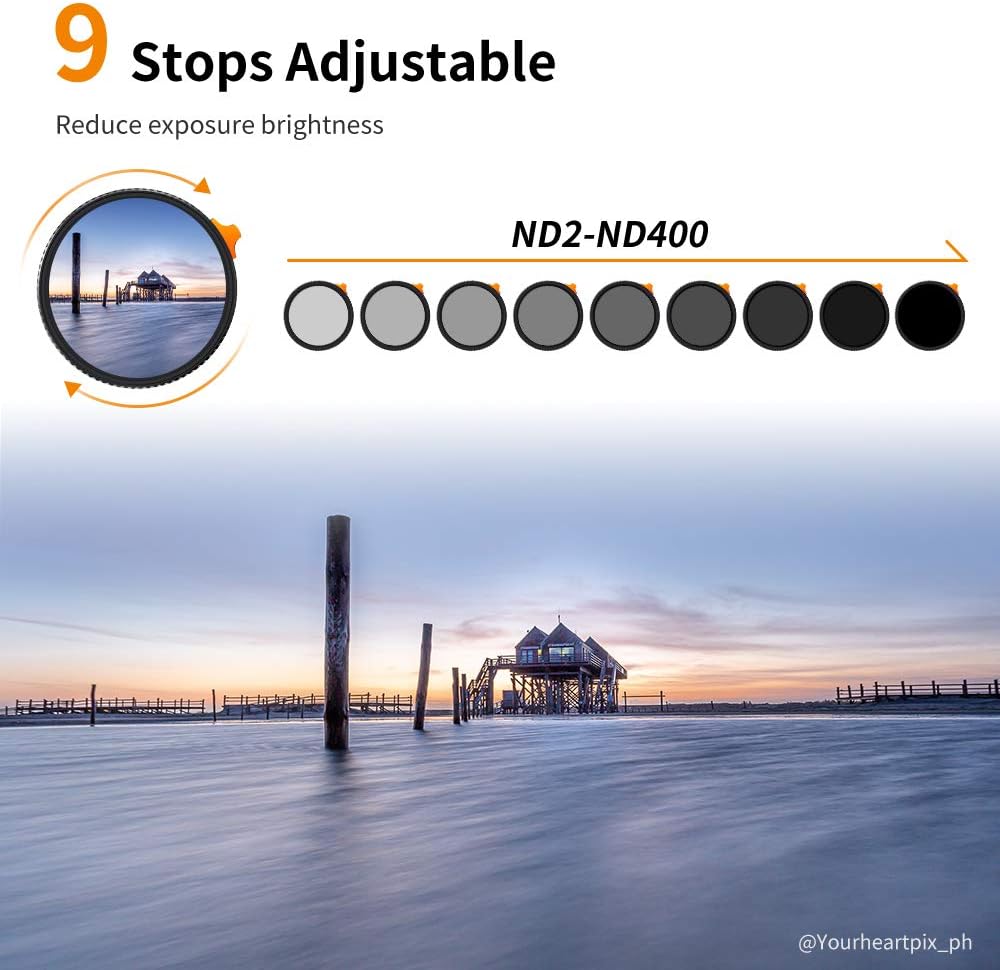 62mm Variable ND Filter ND2-ND400 Adjustable Neutral Density Filter T451