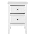 Nightstand End Table with 2 Drawer, White Finish I5185