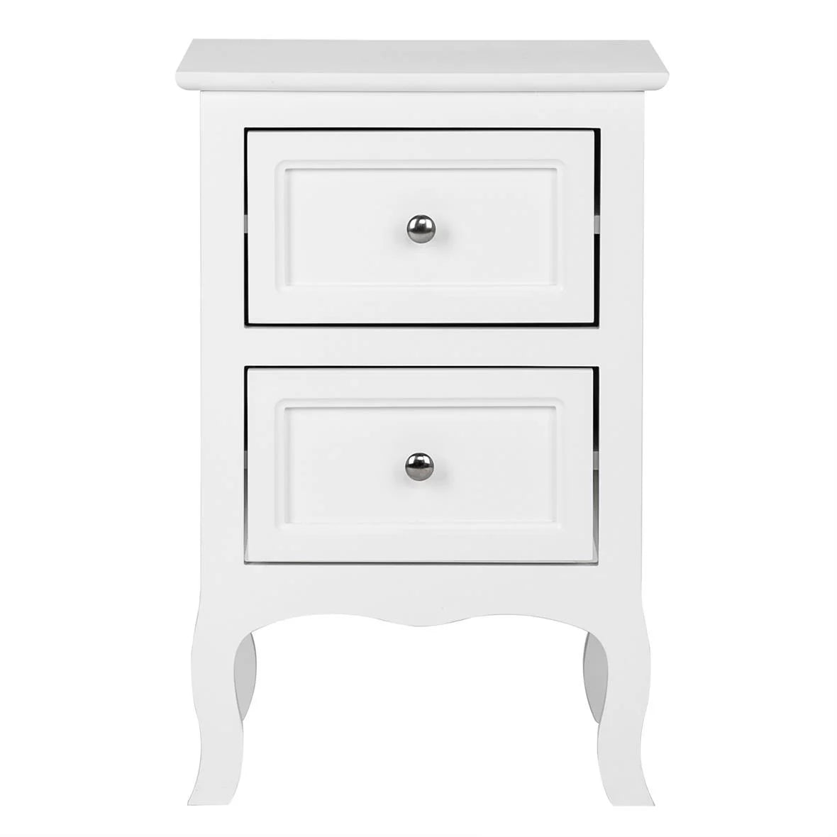 Nightstand End Table with 2 Drawer, White Finish I5185
