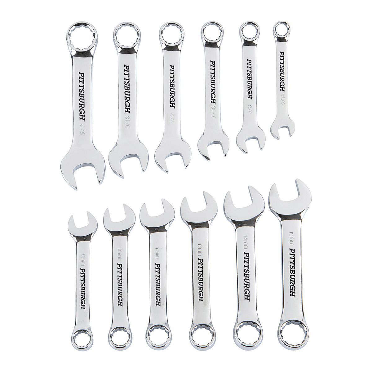 SAE and Metric Combination Wrench Set, 12 Piece L57792