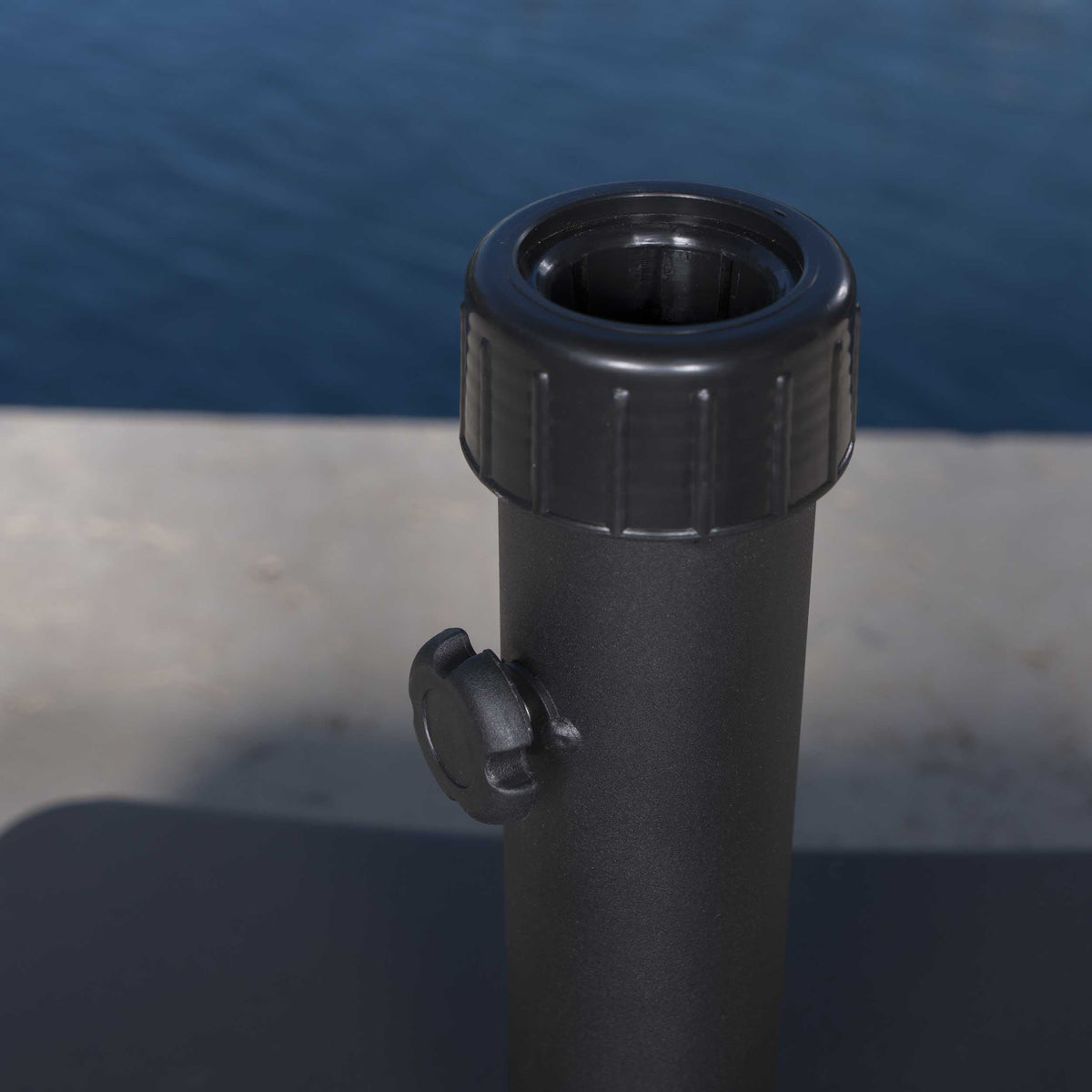 Black Concrete and Steel Umbrella Base V6255
