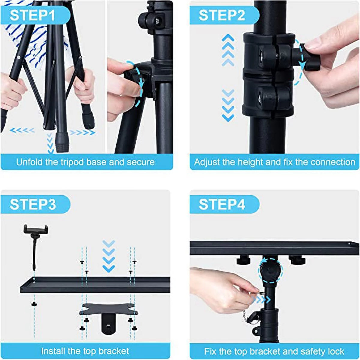 Adjustable Projector Stand Tripod with Gooseneck Phone Holder P9068