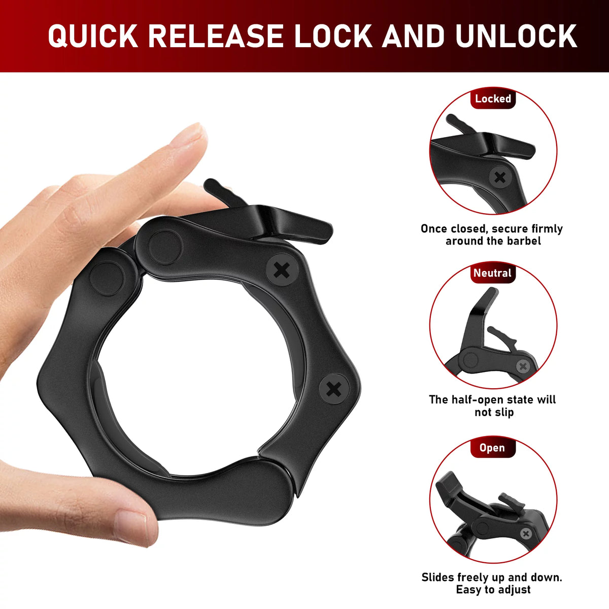 Olympic Barbell Clamps 2 inch 2pcs Quick Release J582