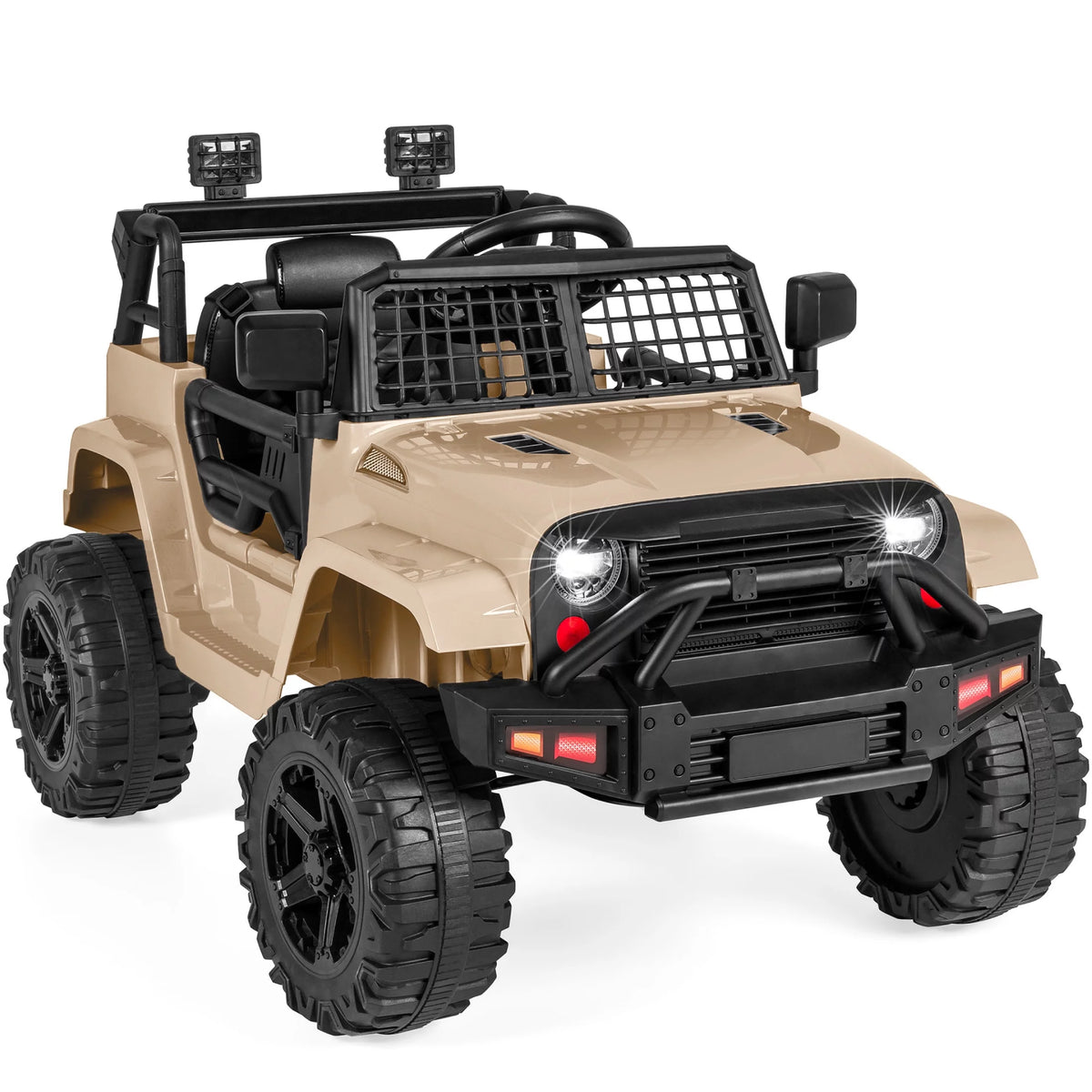 12V Kids Ride On Truck Car with Parent Remote Control, Spring Suspension, LED Lights, Black U3018