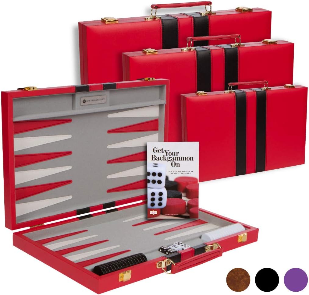 Backgammon Set Classic Board Game Case Brown Medium Y22818