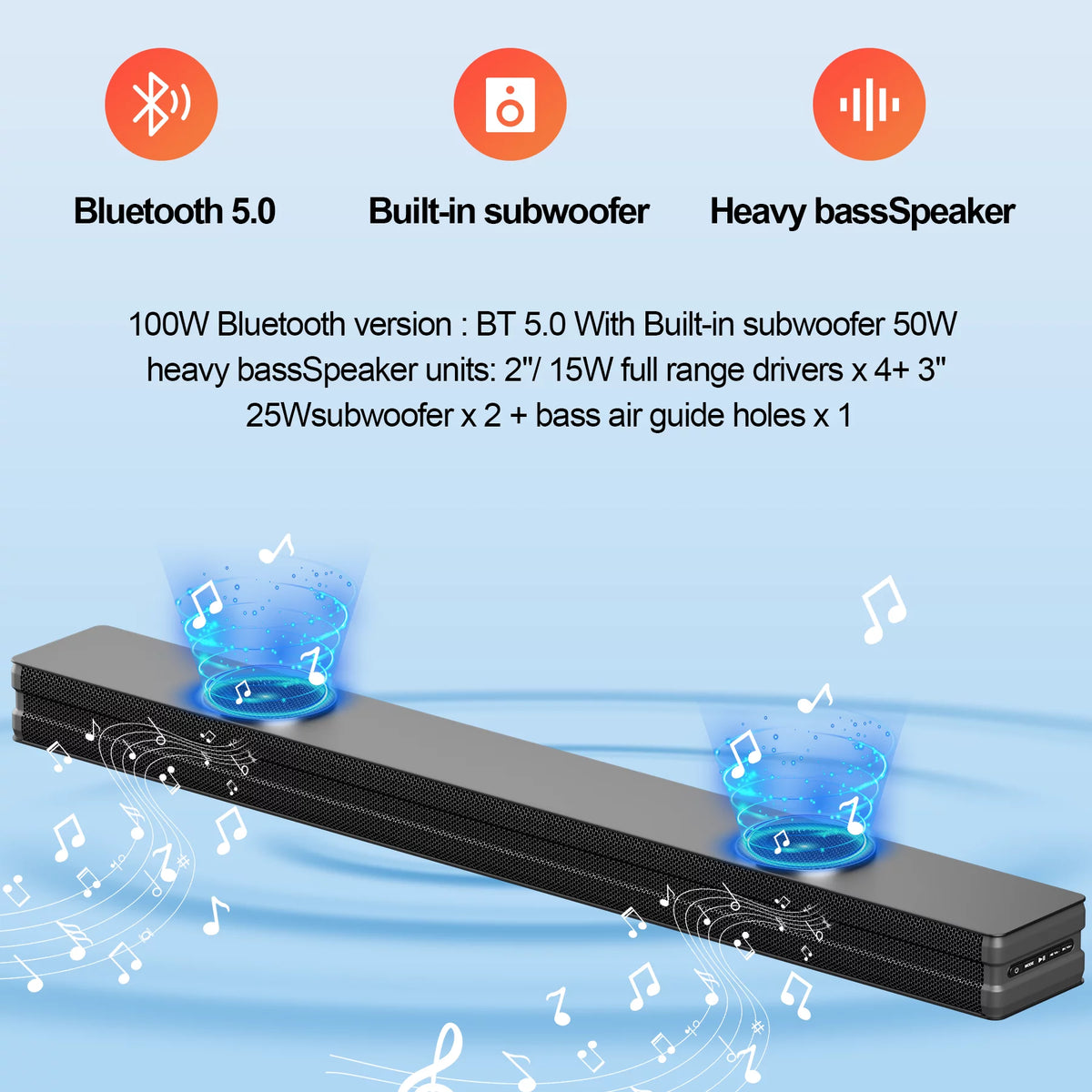 100W 2.2ch Soundbar with Subwoofer T80728