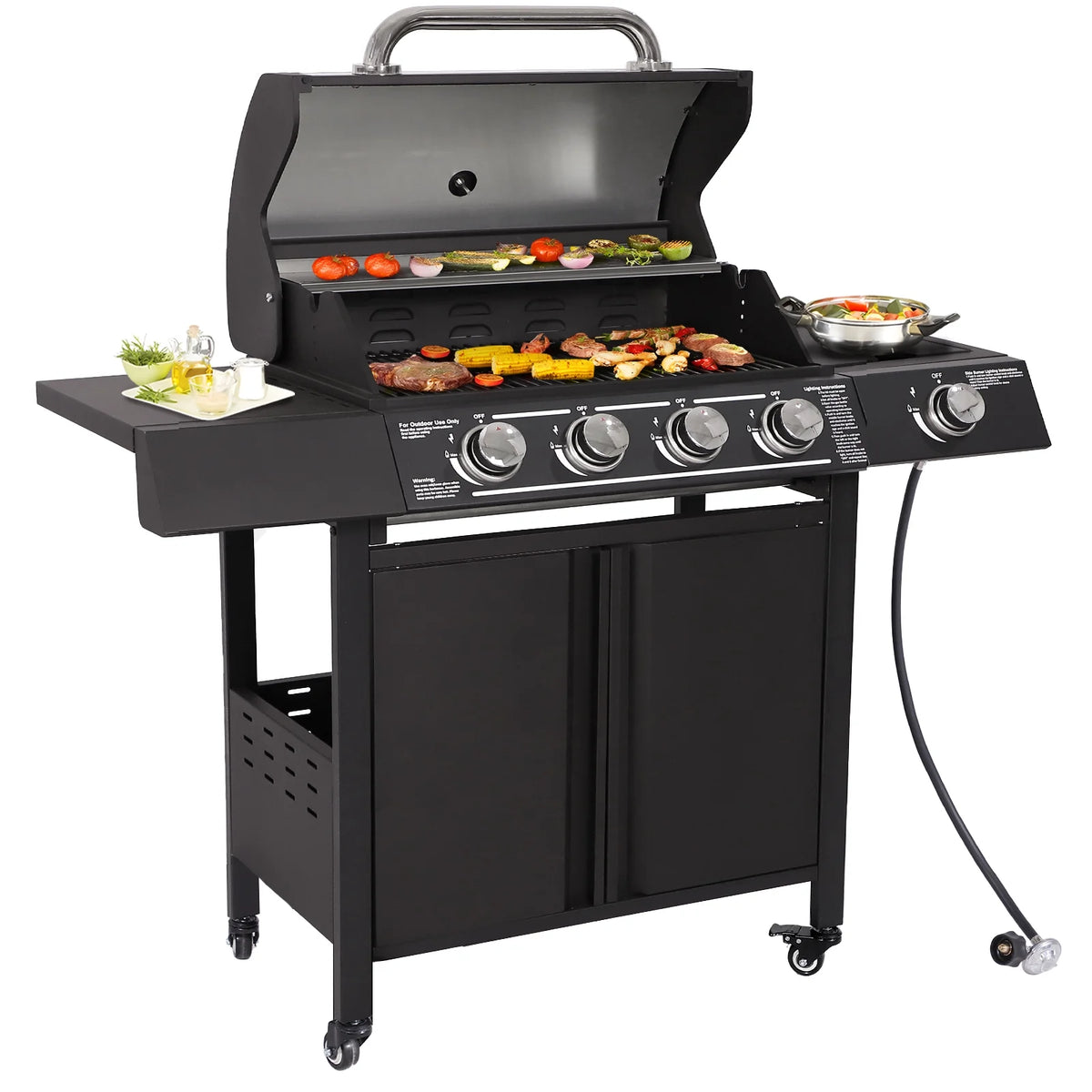 4-Burner Propane Gas Grill with Side Burner D84157