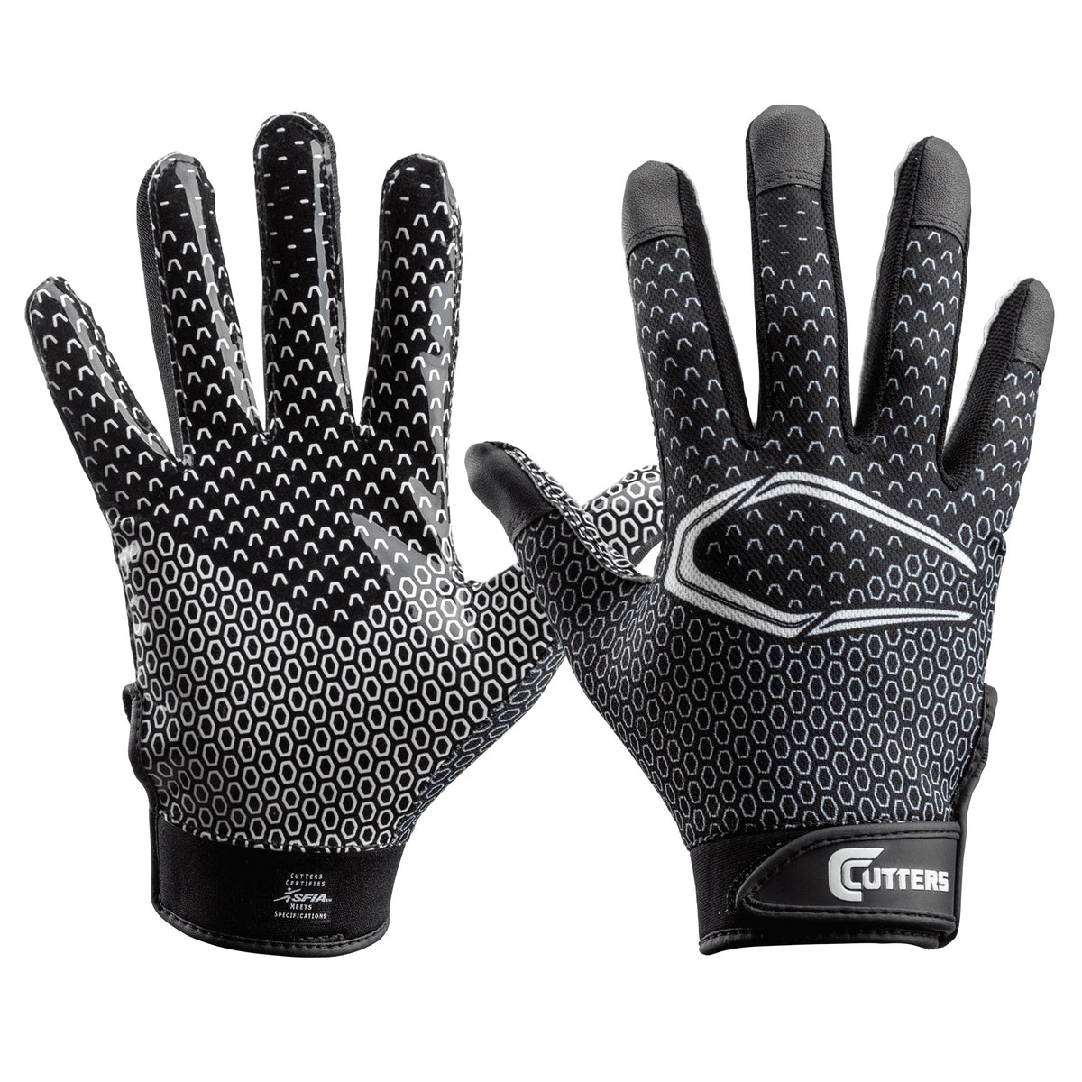 Football Receiver Glove with Silicone Grip, Adult S/M, Black X749