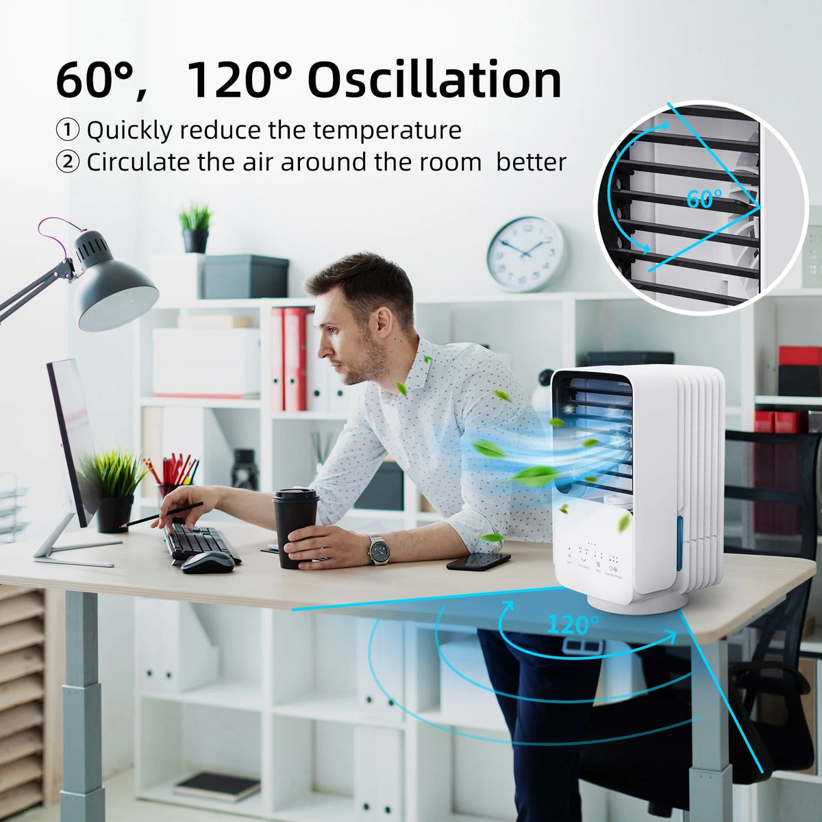 Portable Evaporative Air Cooler Fan with 3 Speeds T687595
