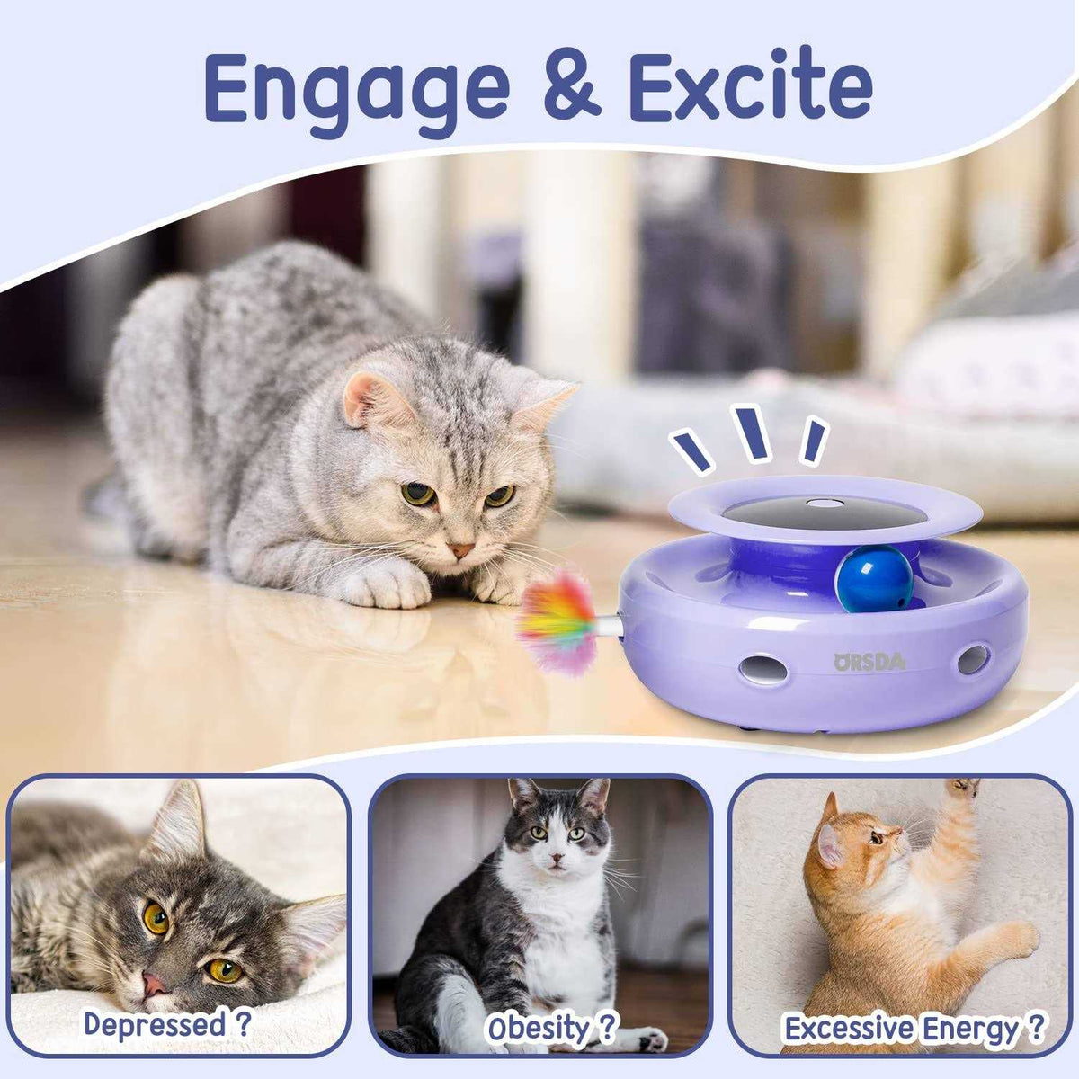 2-in-1 Interactive Automatic Cat Toy Balls B184
