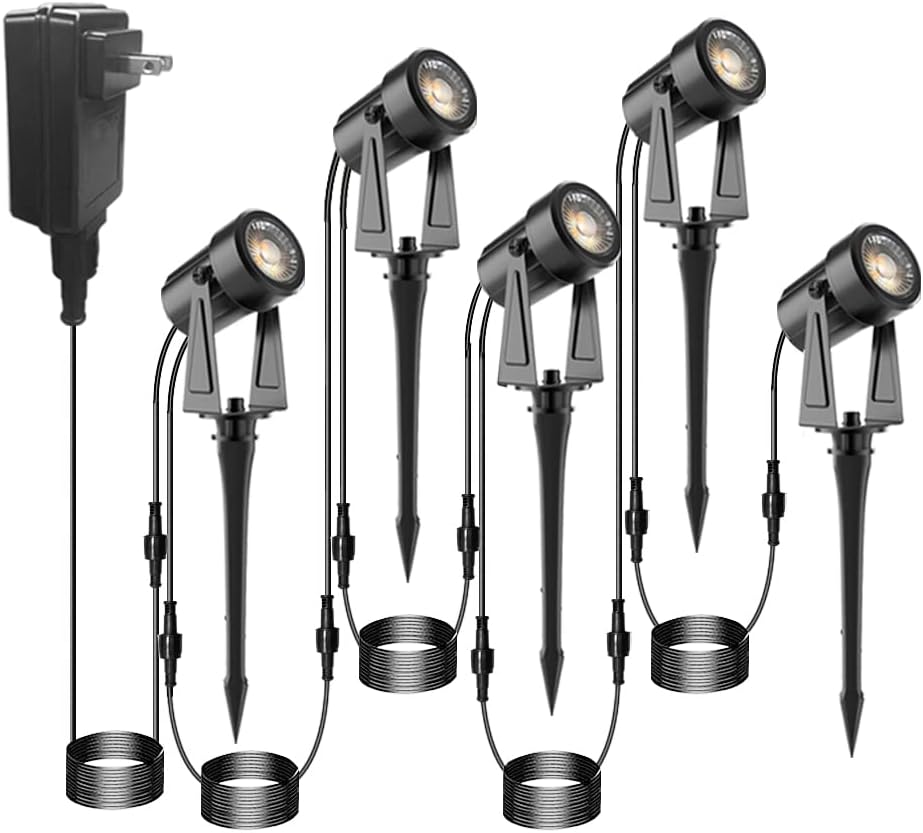3Wx10 Low Voltage Outdoor Landscape Spotlights with Stake, 3000K Warm White IP65 Waterproof, 10Pack U3171