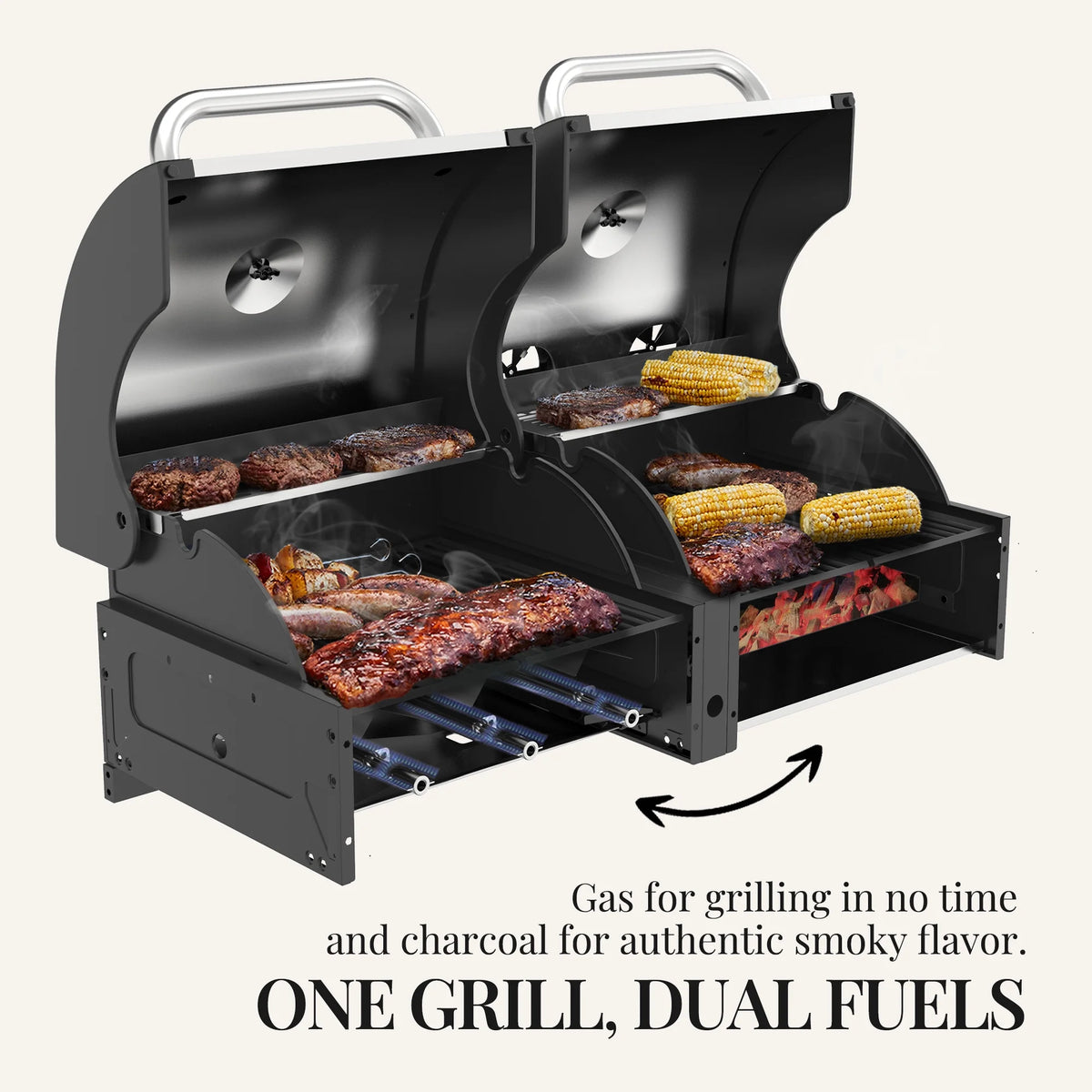 3-Burner Dual Fuel Gas and Charcoal Grill Combo with Cover I949