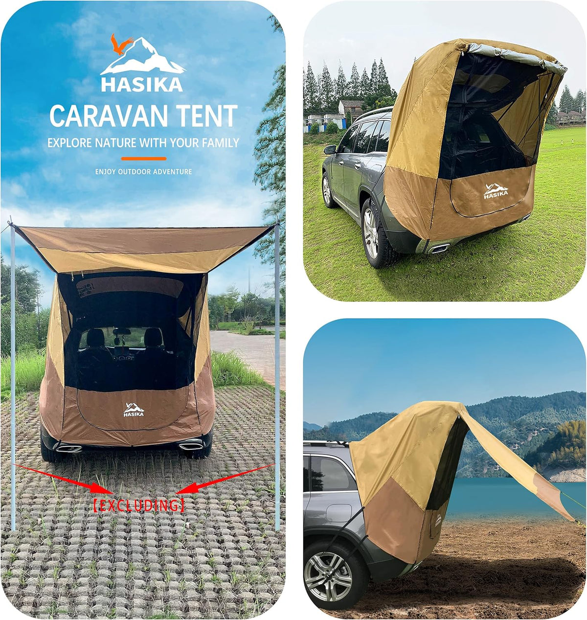 Waterproof Tailgate Shade Awning Tent for Car Camping SUV Yellow G592