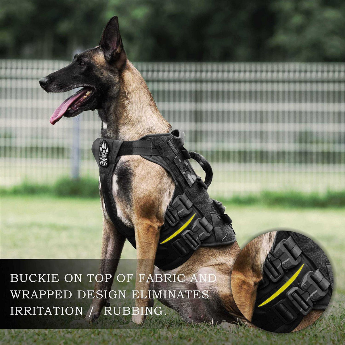 Tactical Dog Harness Adjustable Padded MOLLE Vest Q66653