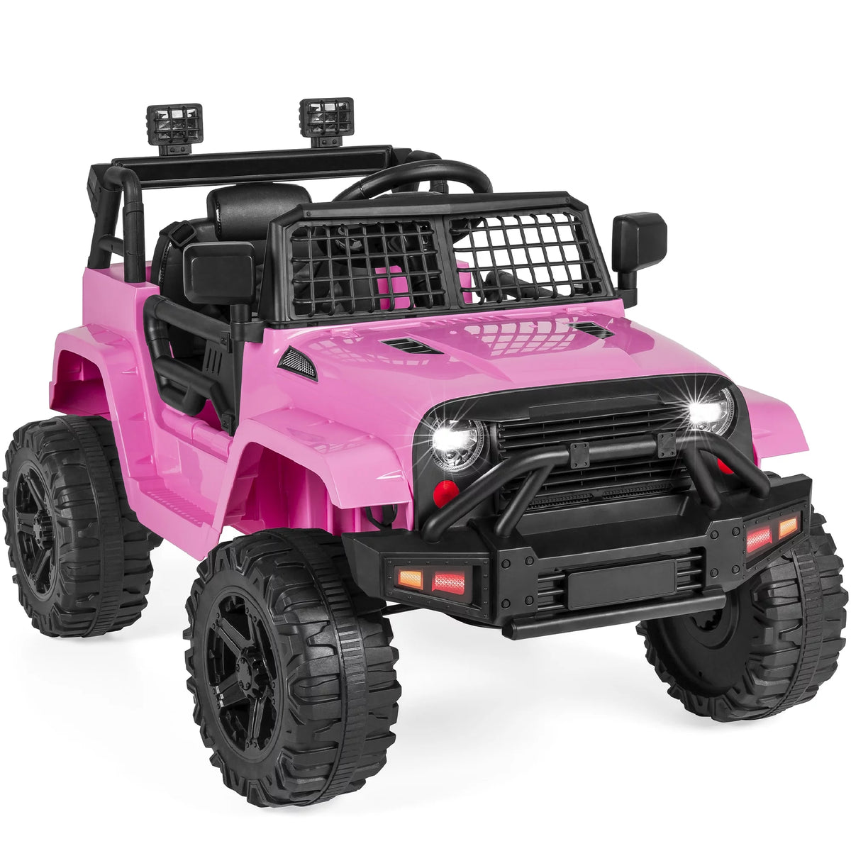 12V Kids Ride On Truck Car with Parent Remote Control, Spring Suspension, LED Lights, Black U3018
