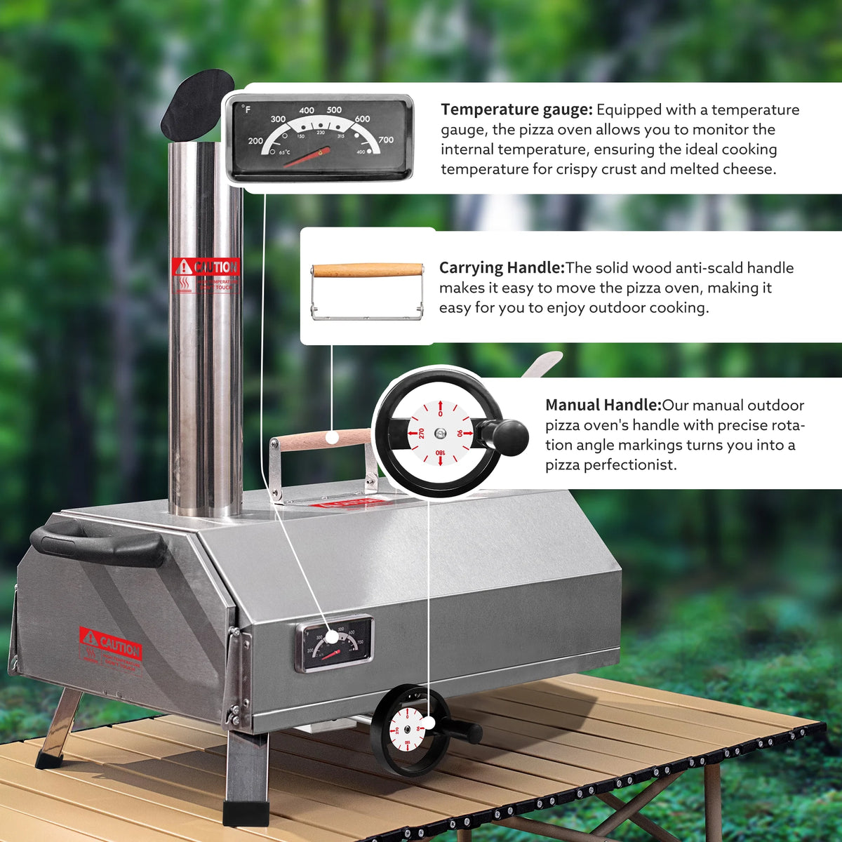 12 Pizza Oven with Thermometer Foldable Legs O1989