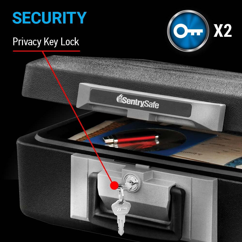 Fire-Resistant Box Safe with Key Lock 0.25 cu. ft., Black U22117