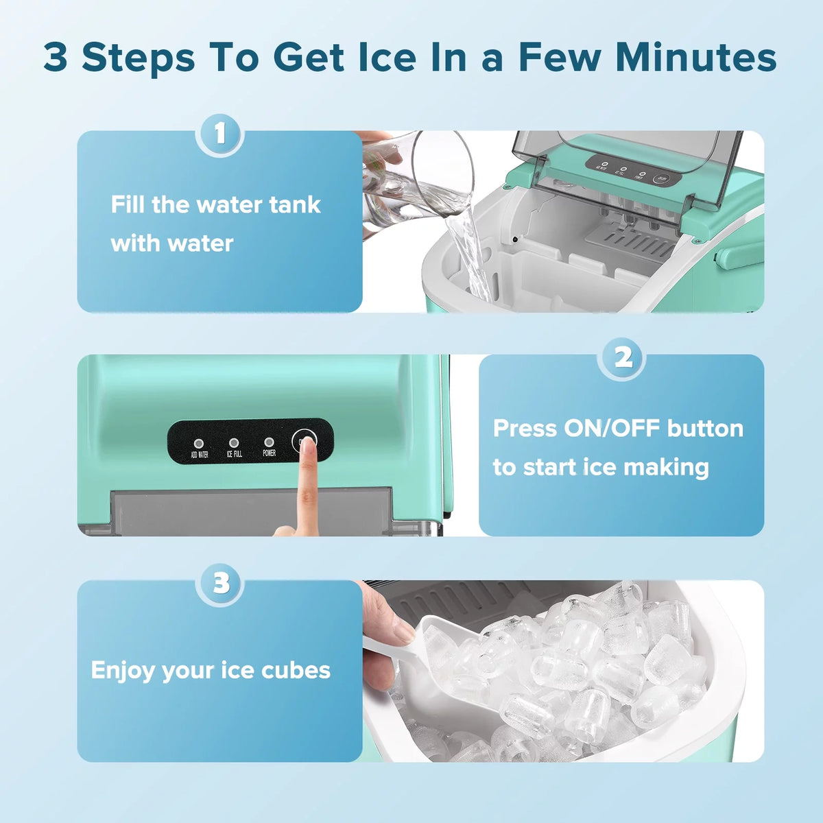 Portable Countertop Ice Maker with Handle, 26lbs/24H, Black L97897