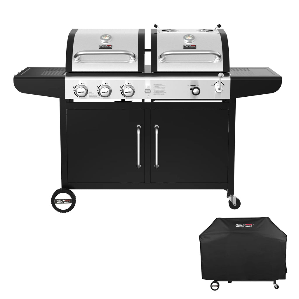 3-Burner Dual Fuel Gas and Charcoal Grill Combo with Cover I949