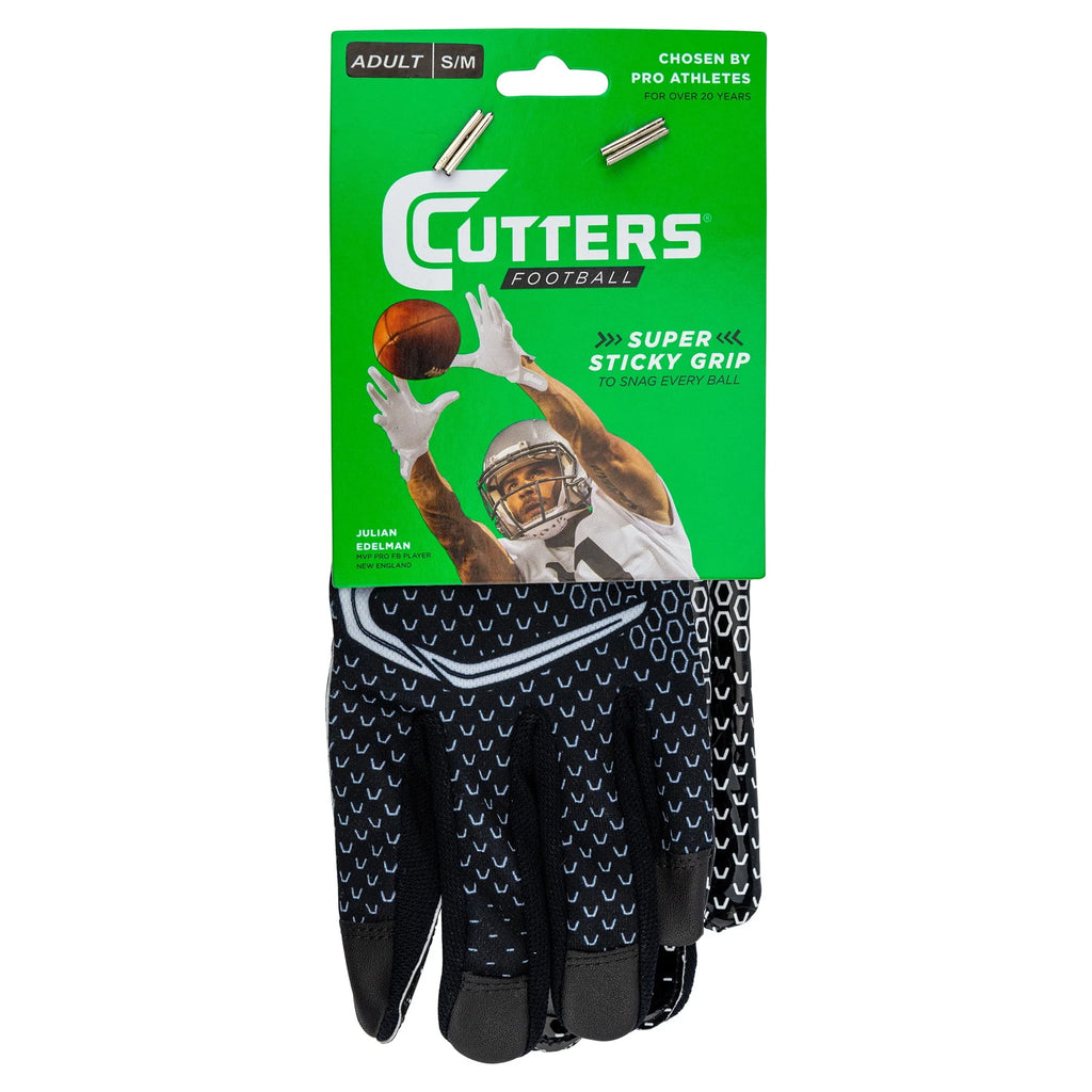 Football Receiver Glove with Silicone Grip, Adult S/M, Black X749