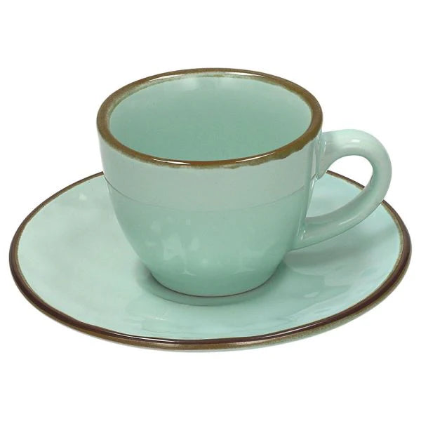 Ceramic Green Coffee Cup & Saucer Set 6 P101527