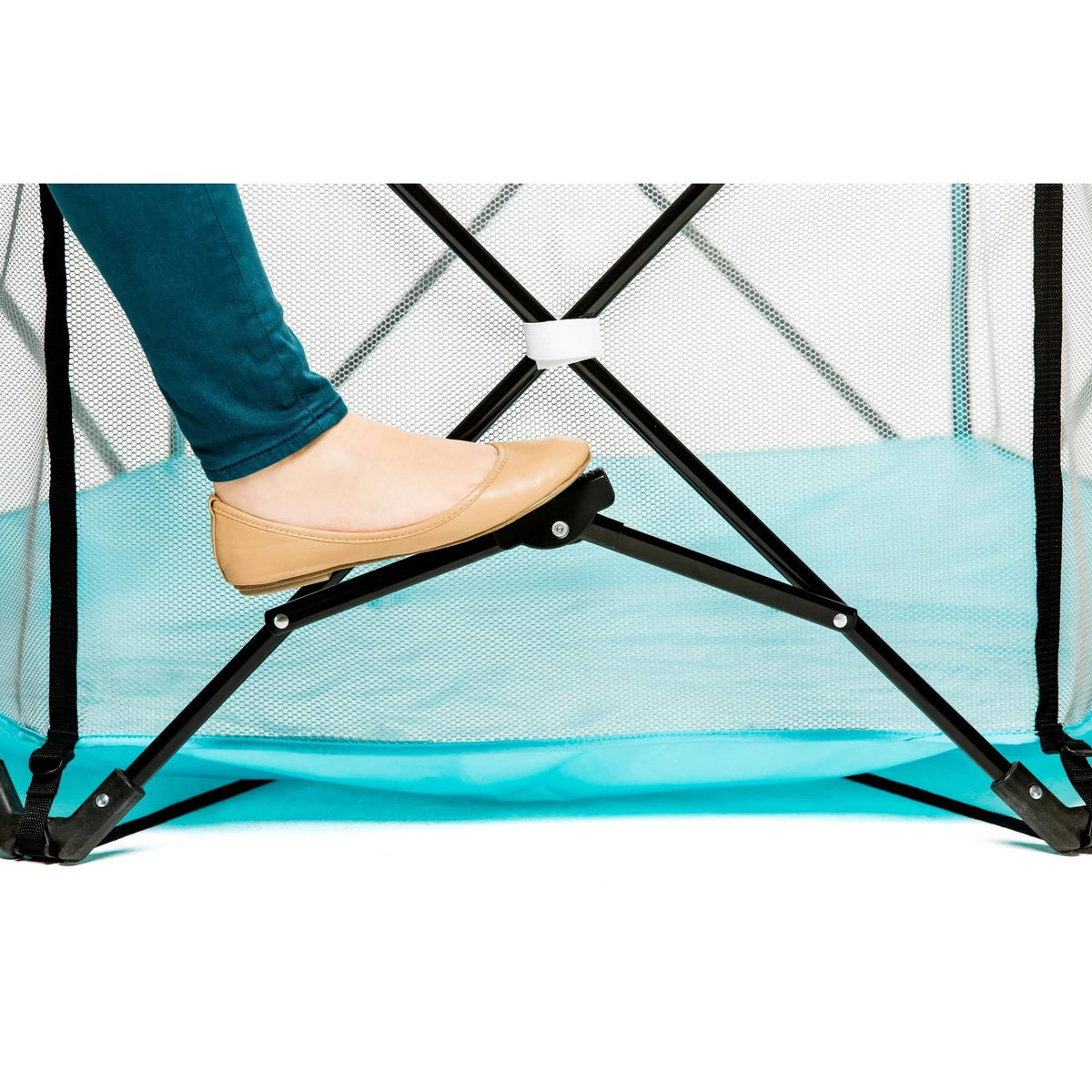 Portable Play Yard, Washable, Aqua, 6-Panel X4795