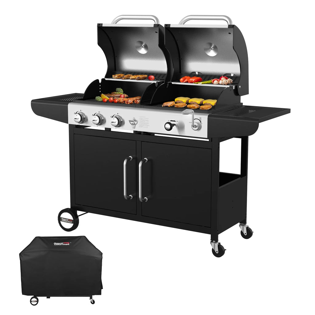 3-Burner Dual Fuel Gas and Charcoal Grill Combo with Cover I949
