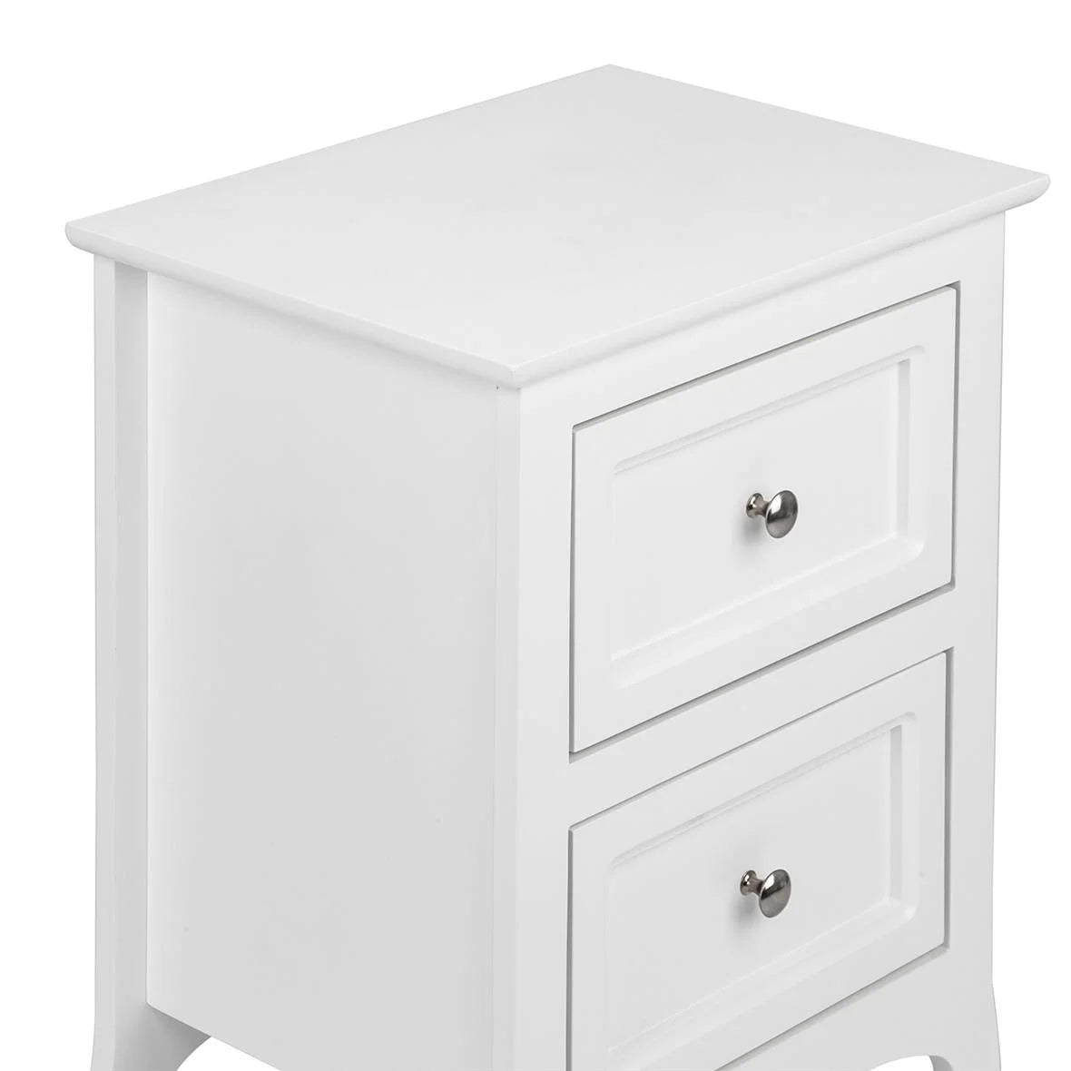 Nightstand End Table with 2 Drawer, White Finish I5185