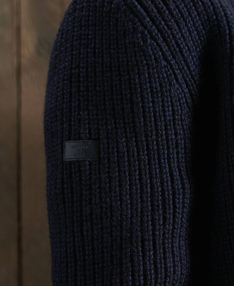 Navy Zip Through Cardigan J285
