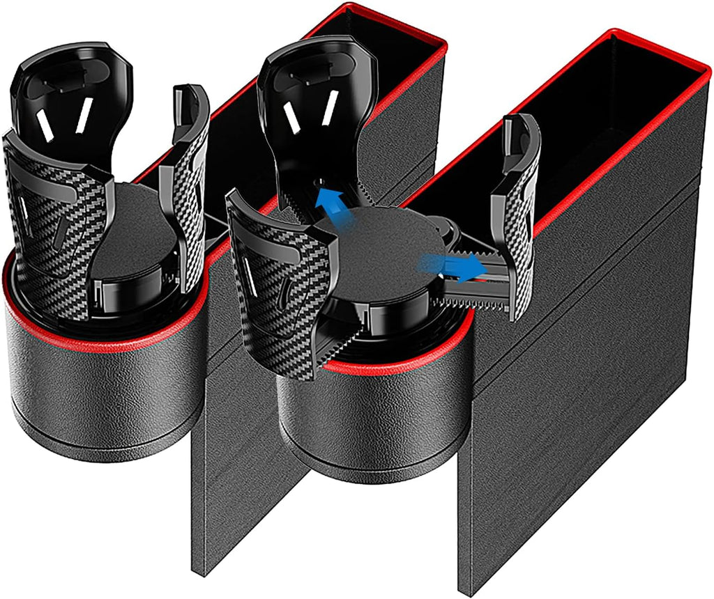 2 in 1 Car Cup Holder Expander 2 Pack Seat Gap Organizer with 360 Degrees Rotating Cup Holder U62115