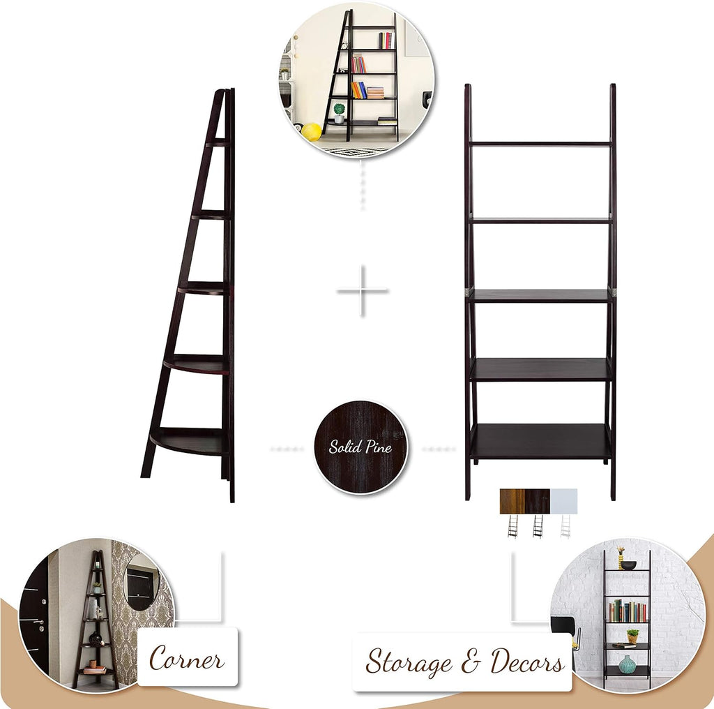 5-Shelf Corner Ladder Bookcase X8158