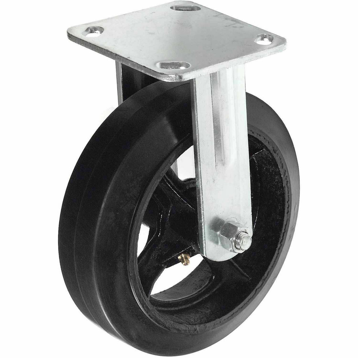 Heavy Duty Rigid Plate Caster 8x22 Rubber Wheel 600 lb. Capacity Q2349