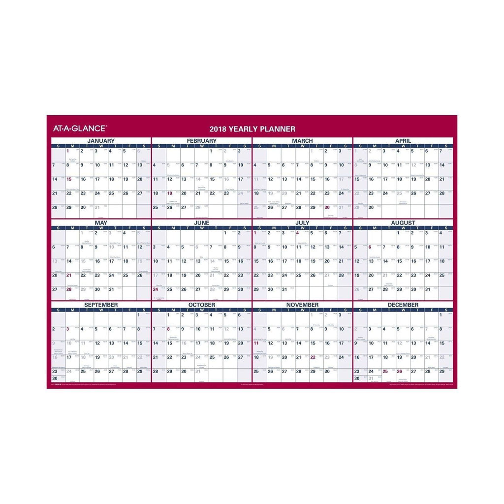 Erasable Vertical/Horizontal Wall Planner, 32 x 48, Blue/Red Q998813