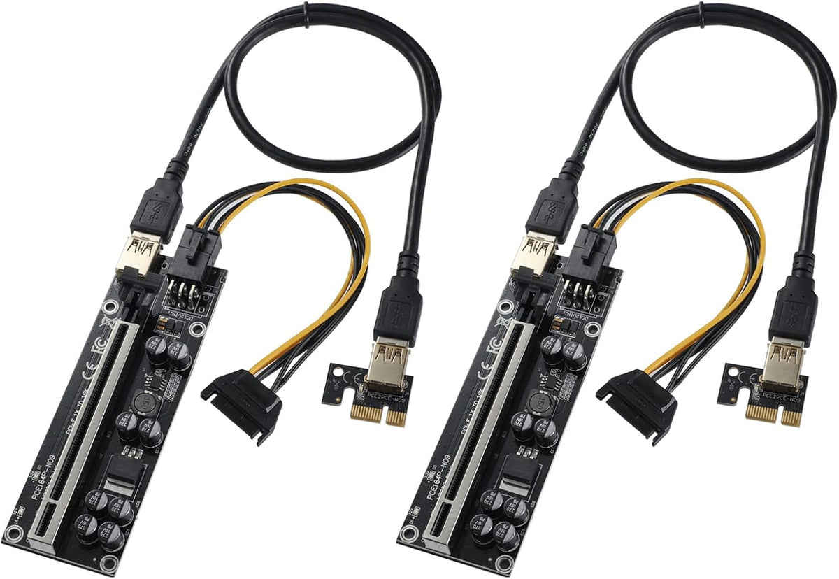 PCIE Riser with 6PIN SATA Power Cable and 60cm USB 3.0 Cable, 6 Pack J1848