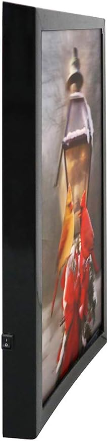 15.7-Inch Battery-Operated 3D LED Framed Christmas Cardinals on Lamp Post Art Décor H5553