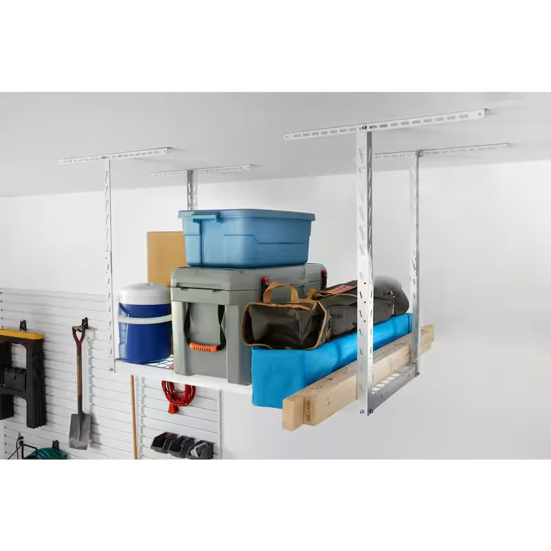 Hammered White Adjustable Height Overhead Garage Storage Rack X67143