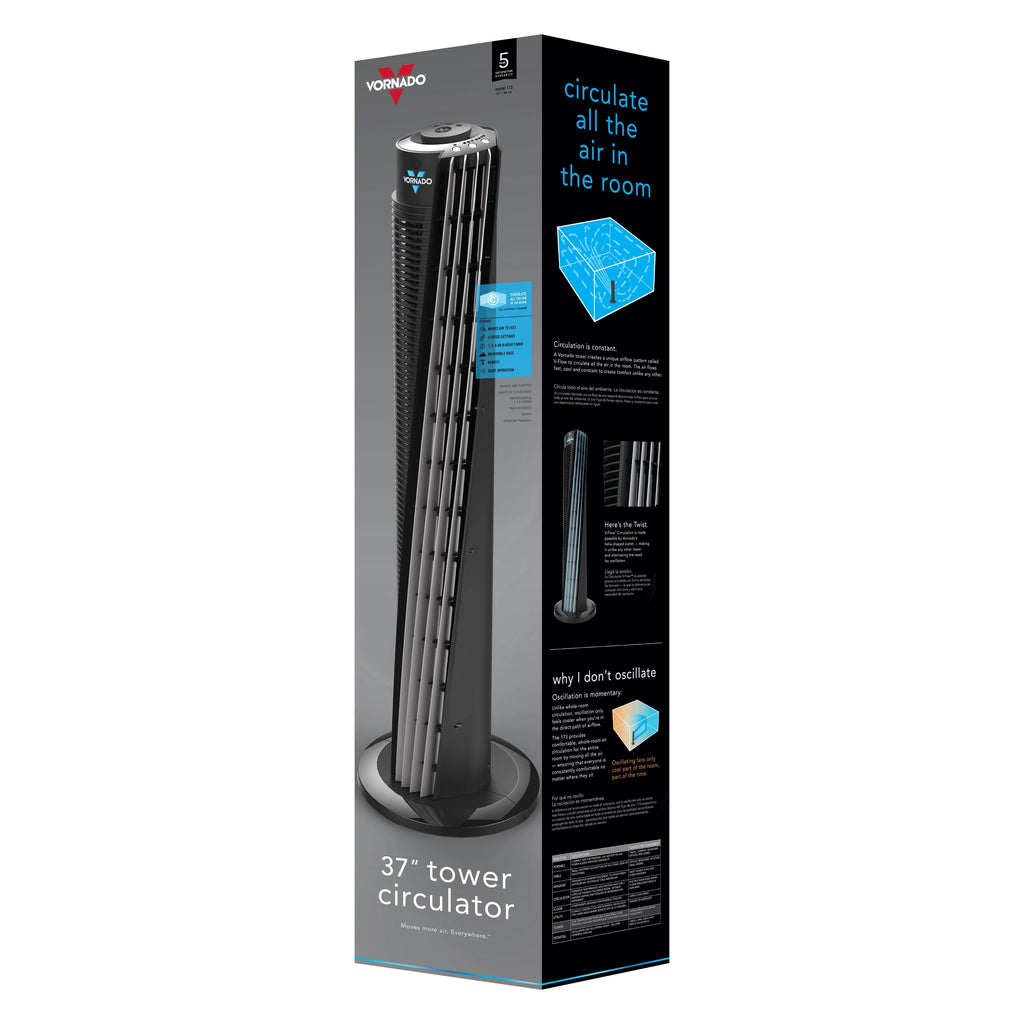 Black 37 in Tower Fan with Remote Control B62090