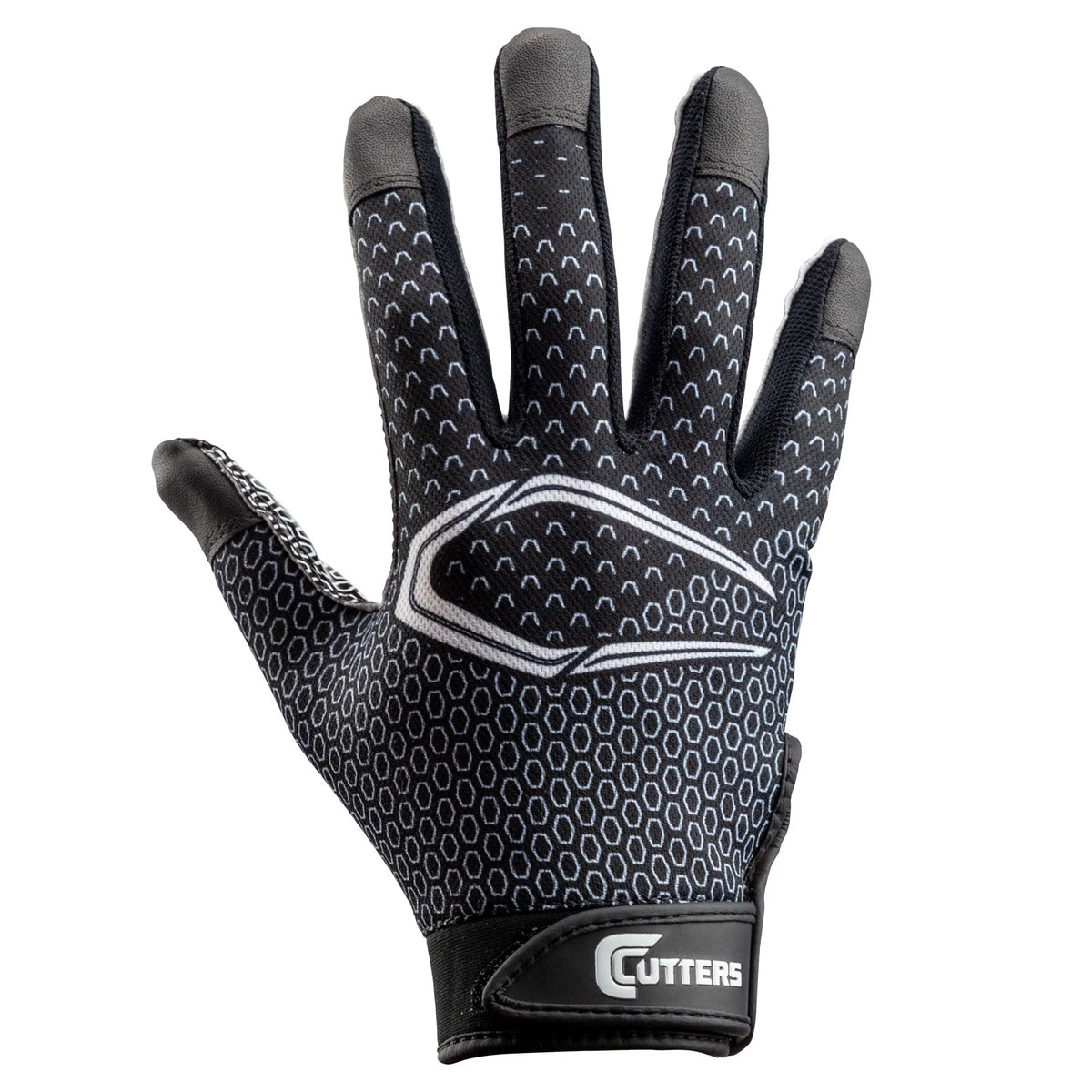 Football Receiver Glove with Silicone Grip, Adult S/M, Black X749
