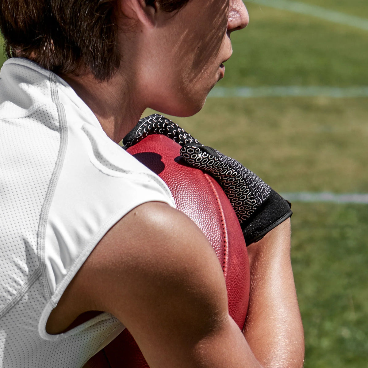 Football Receiver Glove with Silicone Grip, Adult S/M, Black X749
