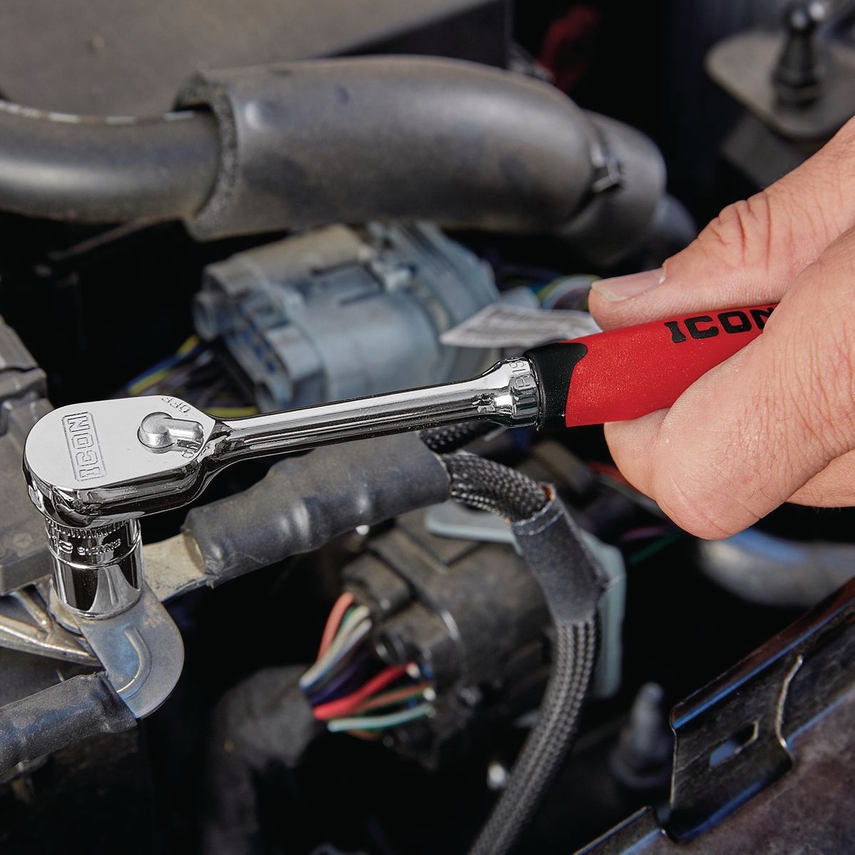 1/4 in. Drive Low-Profile Ratchet with Comfort Grip U63849
